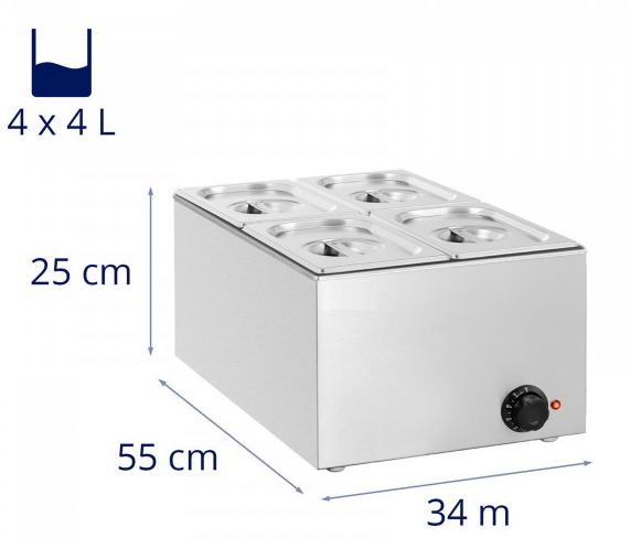 Bain-marie professionnel - 4 bacs gn 1/4_1