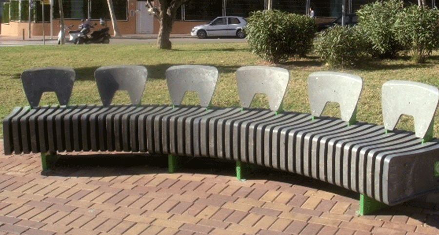 Banc public Vertebra Curvo R UM323R - 100% plastique recyclé sans entretien_1