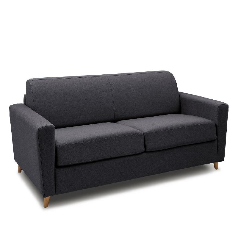 Canapé convertible express Virgola - Matelas 16 cm - Sommier métallique 120 cm - Tissu tweed gris anthracite_1