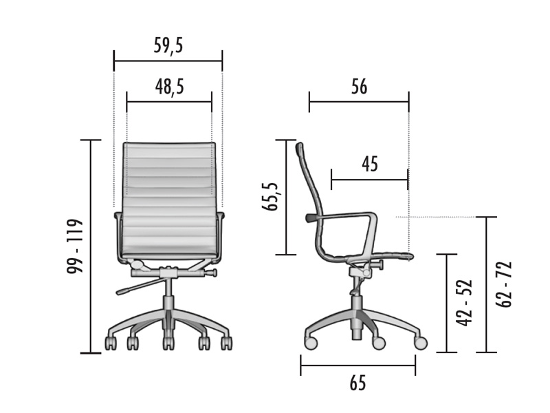 Fauteuil de direction formel - assise en tissu, dossier tapissé, mécanisme basculant, accoudoirs chromés_1