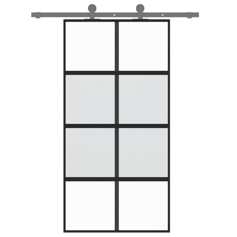Vidaxl porte coulissante noir 102,5x205 cm verre trempé aluminium 155224_1