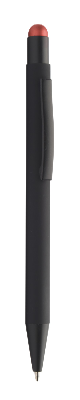 Stylo à bille stylet en aluminium - finition caoutchoutée, gravure miroir, encre bleue_1