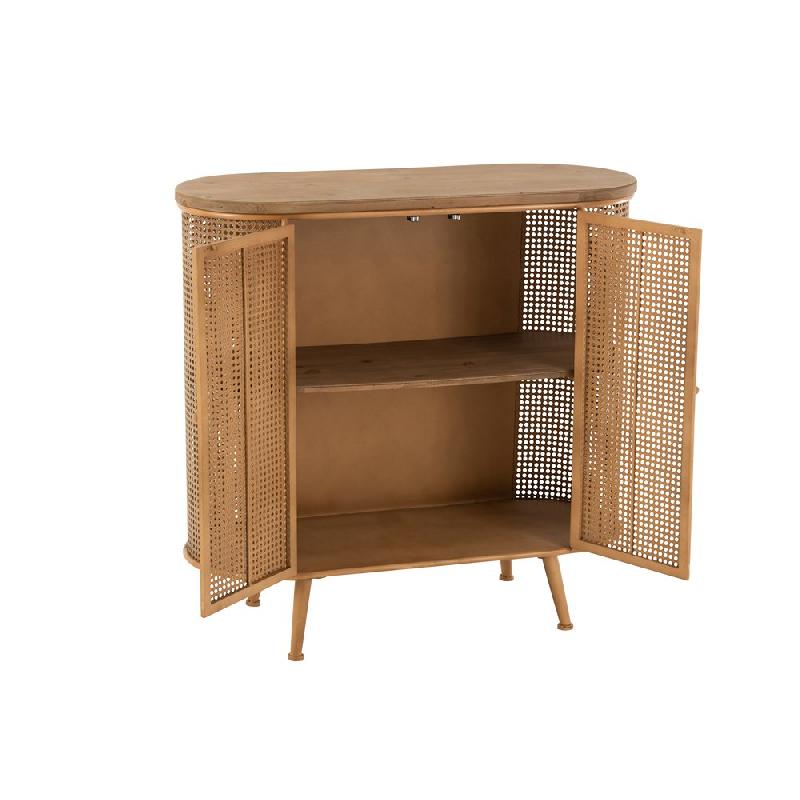 BUFFET ARRONDIE RIVO 2 PORTES EN ROTIN, BOIS NATUREL, MÉTAL_1