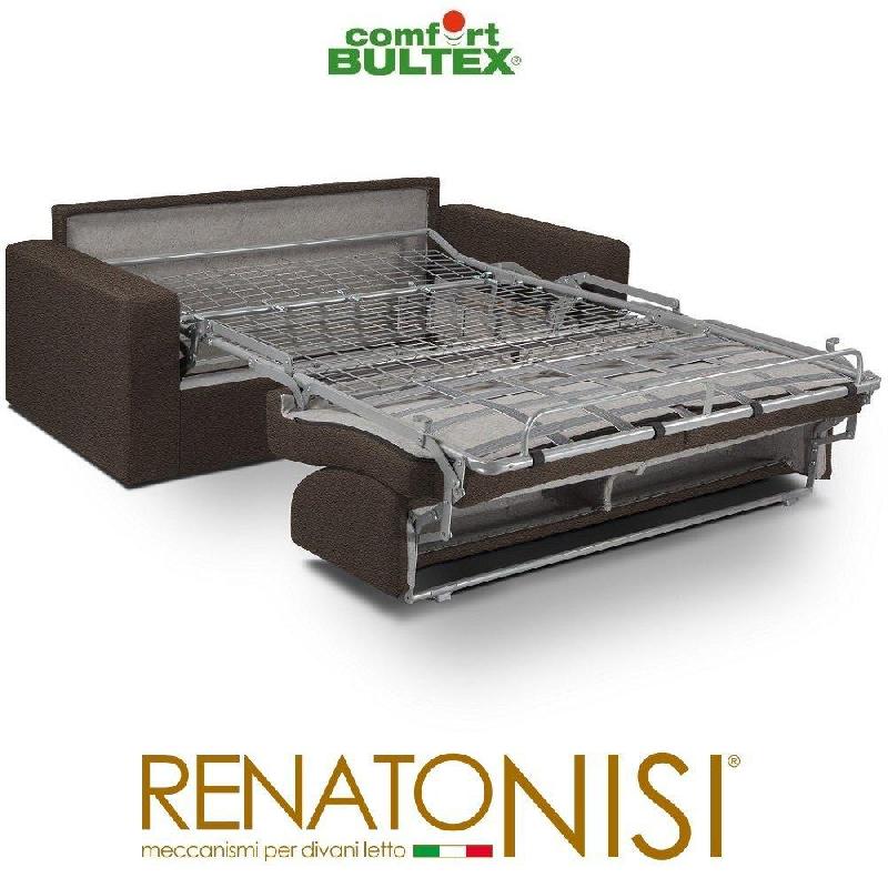 Canapé convertible express CRÉPUSCULE - Matelas Bultex 140 cm - Polyuréthane marron - Fabrication italienne_1