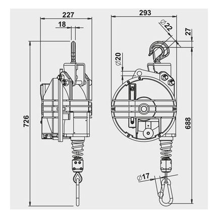 Équilibreur enrouleur 9401G-9405G - câble inox - capacité 15 à 60 kg - course 2500 mm_1