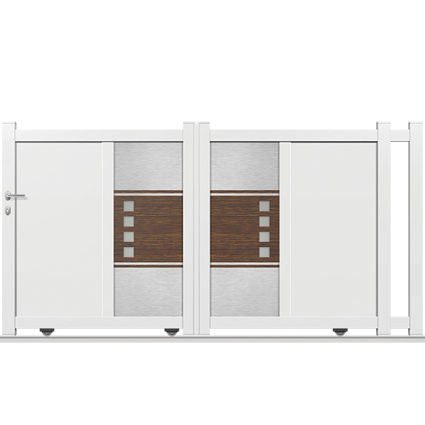 Portail coulissant à rail DS09 - simple vantail, droit, plein en aluminium thermolaqué - robuste et durable_0