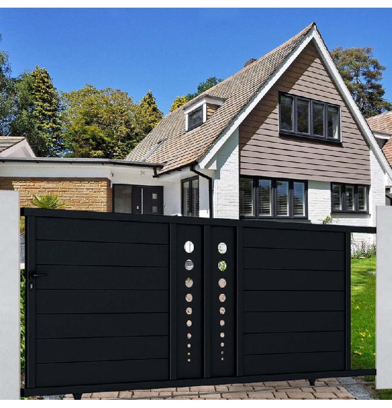 Portail coulissant aluminium Toulouse - gris anthracite RAL 7016 - porttoulcoul350160g_1