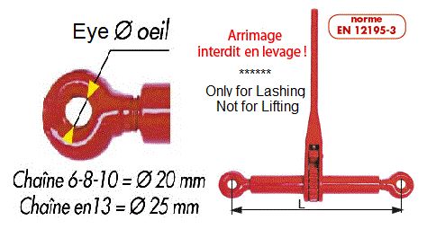 Tendeur d'arrimage - express - à cliquet à œil pour chaîne 8 mm - haute résistance - EU-LBE-8_1