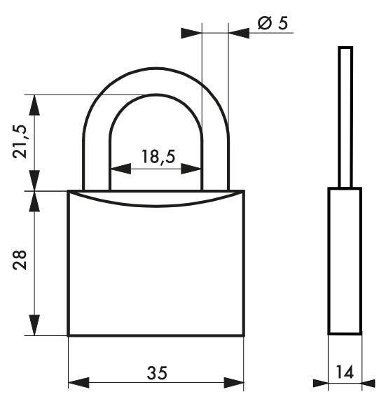 Cadenas à clé résistant - 35 mm - Corps laiton monobloc - Marque THIRARD - Réf. 00933351_1