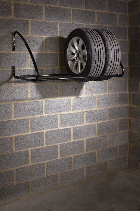 MOTTEZ - Support pneus mural B055P - Rangement 4 pneus neige ou été - Tube Ø 25mm - Charge max 4 pneus 255mm_1