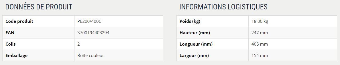 PE200/400C - Palan Ribimex - Capacité 200 à 400 kg - Moteur électrique monophasé 750W - Câble acier torsadé 18m/9m_1