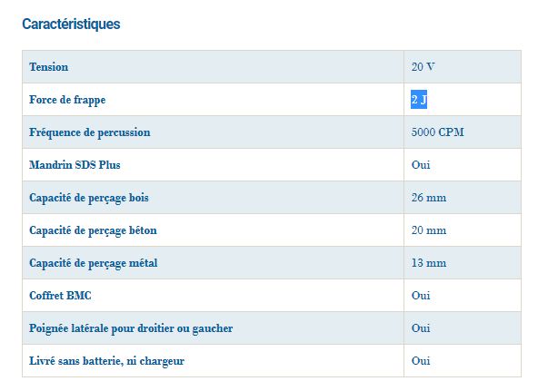 Perforateur & burineur - Hyundai HMP20V - sans fil 20V - force de frappe 2J - 5000 CPM_1