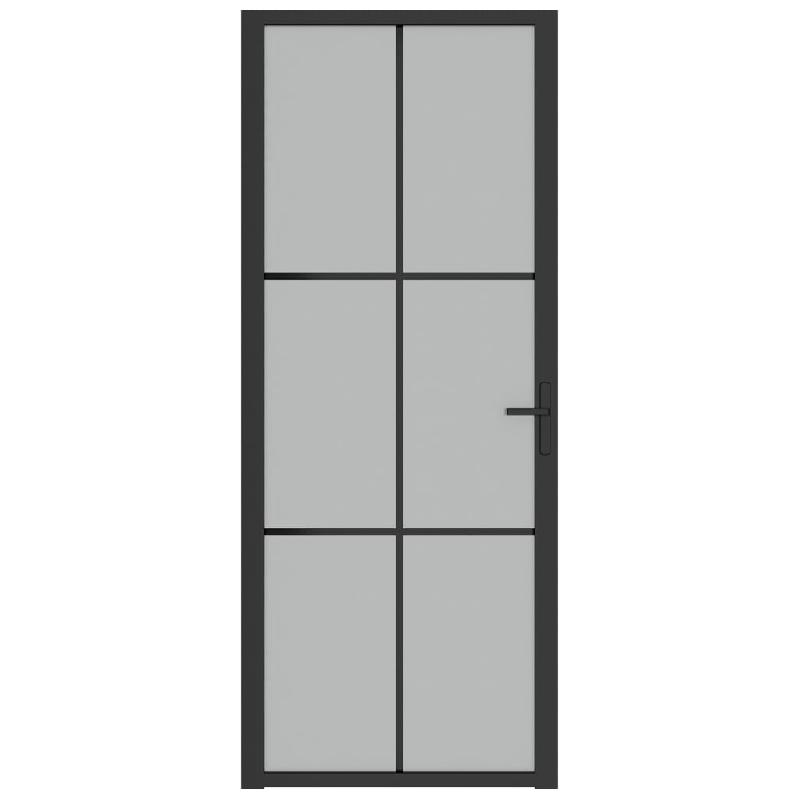 Vidaxl porte intérieure 83x201,5 cm noir verre mat et aluminium 350557_1