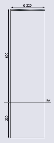 Borne inox peint sur zinc - tube acier Ø220 mm - hauteur 600 mm - pommeau inox brossé type 316_1