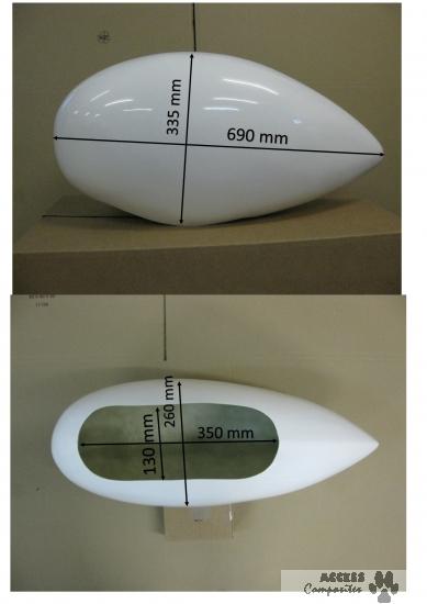 Ulmcdrge - Carénages de roue goutte d'eau polyester standard avec renforts carbone/kevlar et finition gel coat blanc poli_1