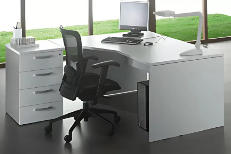 Bureau d'angle compact pied panneau avec caisson hauteur bureau So Vigo_1
