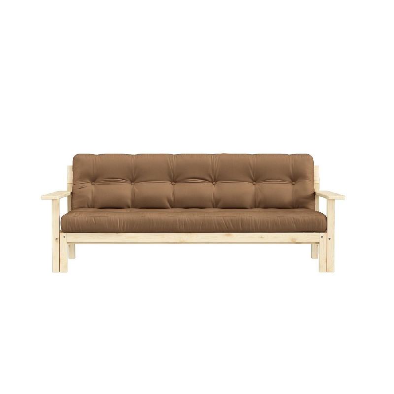 Canapé convertible futon Unwind - Pin naturel - Coloris mocca - Couchage 130 x 190 cm - Style scandinave_1