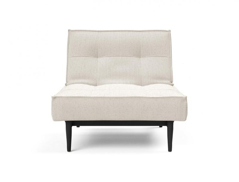Innovation Living - Fauteuil Splitback Styletto convertible en lit 90x115 cm - Pieds fuseau noir - Tissu bouclé Off White_1