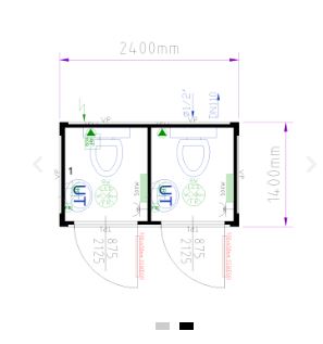 Module WC Double - Raccordable avec 2 WC, 2 éviers, 2 chauffages et 2 chauffe-eau_1
