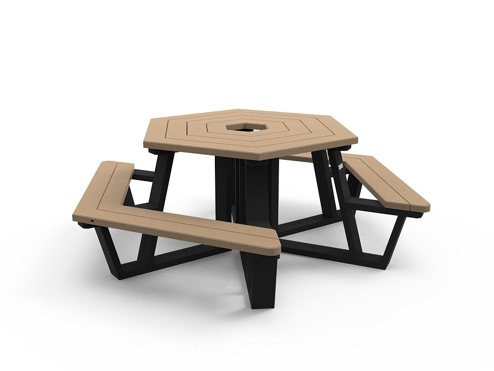 Table de pique-nique HELIOS - PMR - largeur 2324 mm - STD OR-TPN-02-PMR2 - 2 accès PMR - jusqu'à 95% plastique_0