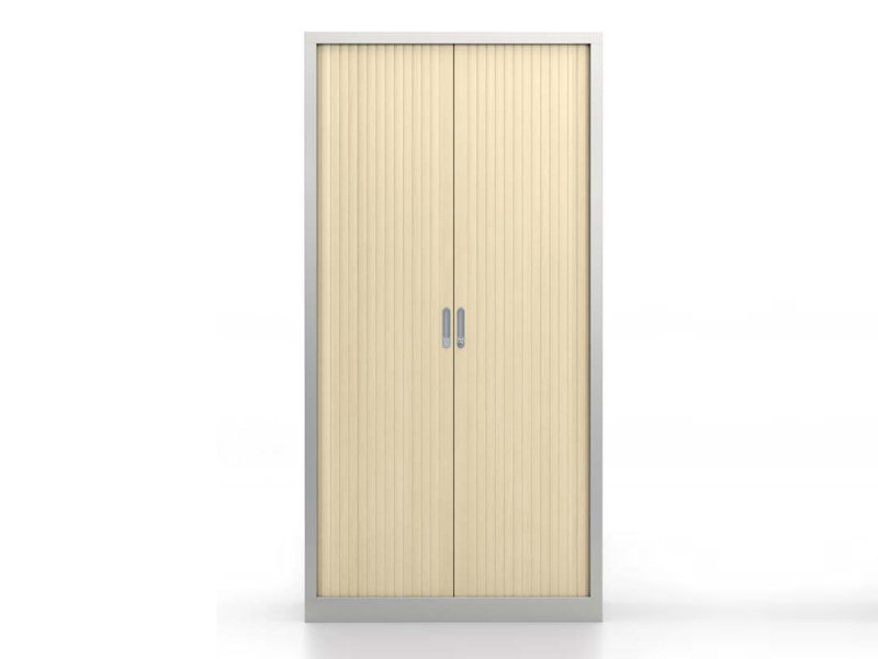 Armoire à rideaux silver - monobloc montée - finition argent et chêne moyen - largeur 120 cm_1