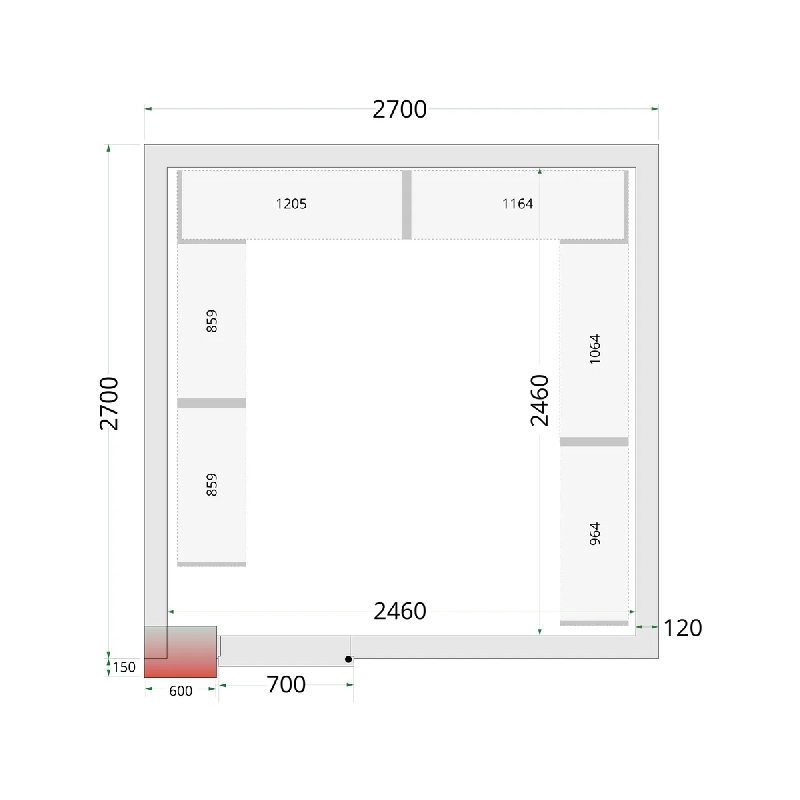 Chambre froide négative CRNF2727 Blanc 2700 x 2700 x 2200 mm TEFCOLD_1