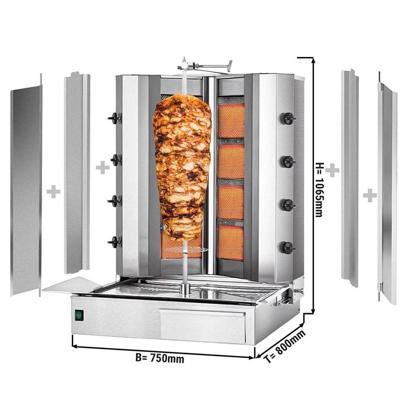 Grill Döner kebab gaz forme en V 2x4 brûleurs max 100 kg - moteur en bas_1