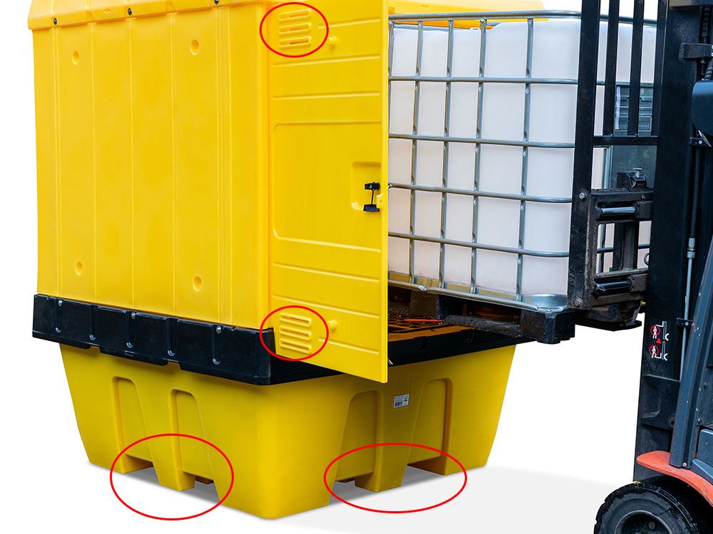 Abri de stockage sécurisé pour cubitainer - 1260 L - Rétention extérieure en PEHD avec carénage et portes verrouillables_1