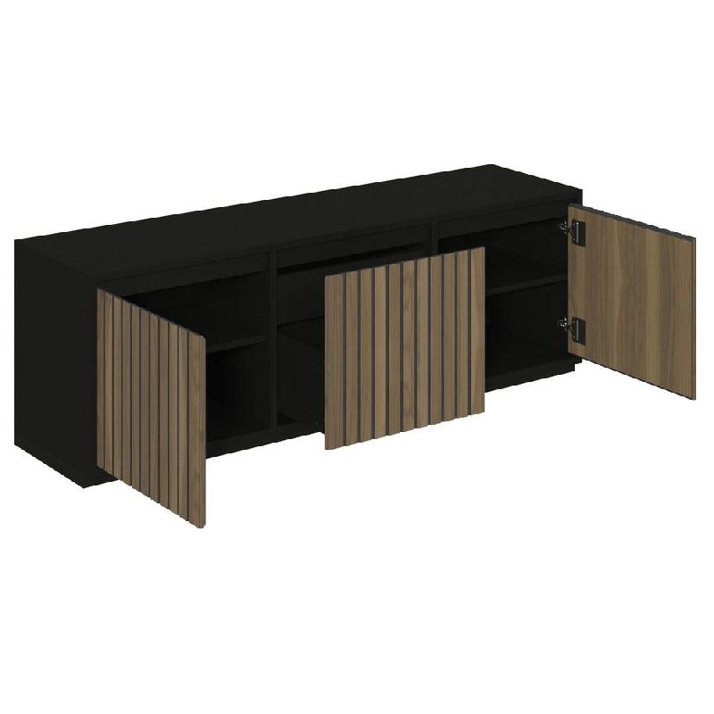 Meuble Vertigo T03 2 portes 2 tiroirs MDF noir et olivier 180x47x60cm_1