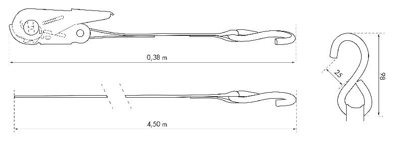 Set de 2 sangles à cliquet 25mm x 4,50m - Crochets S - Rouge - Réf. 00290610 - Marque Thirard_1