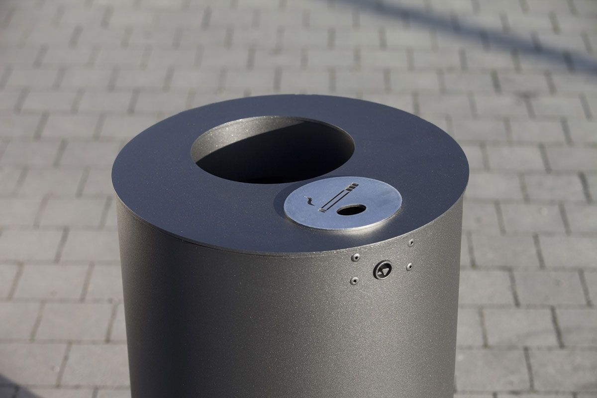 529.001 - 529.022 - Poubelle publique ABES - Cylindrique en acier avec vide-cigarettes (75L)_1