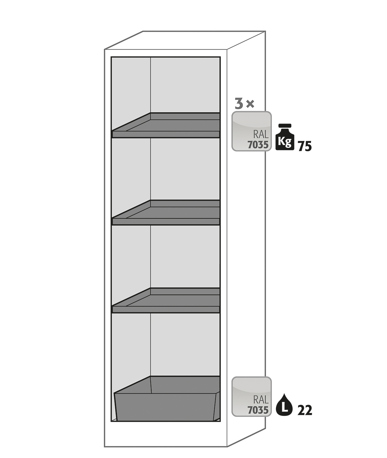Armoire de sécurité Q-CLASSIC-90 - Modèle Q90.195.060.FU.WDASR - Réf 37587-040-34615 - Type 90 - Certifiée NF EN 14470-1_1