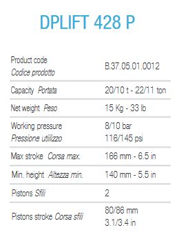 Dplift 428 P - Crics pour véhicules lourds Dino Paoli - Capacité 20/10T - Poids 15 kg_1