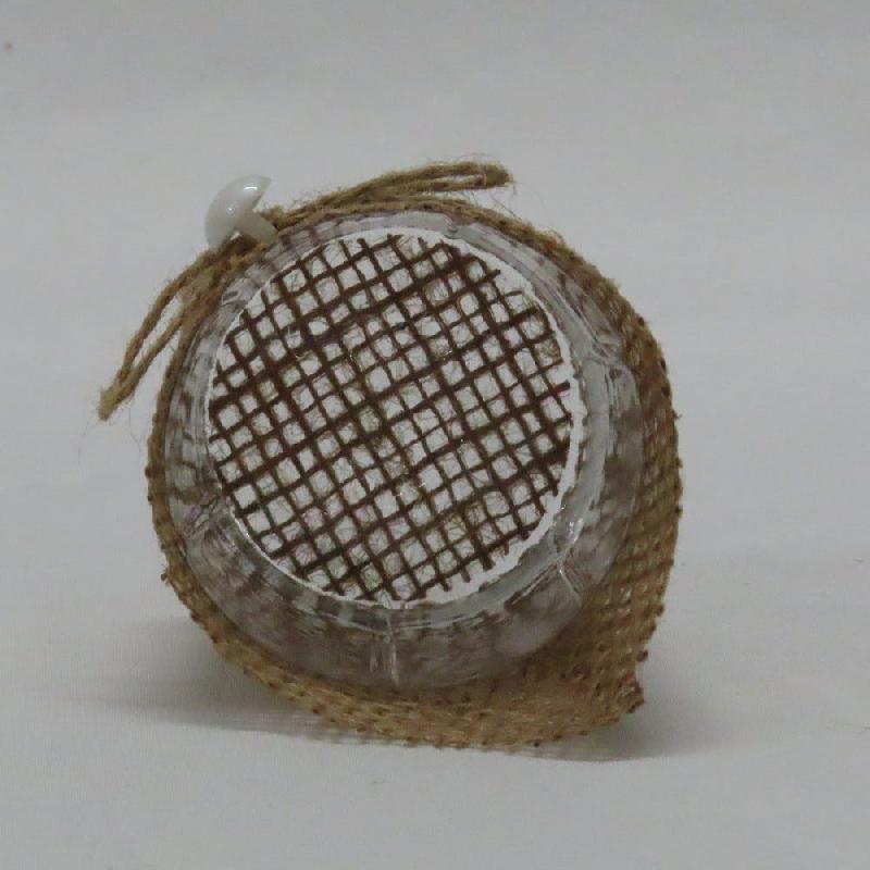 Pot en jute avec interieur PET cordelette et perle déco Ø6,5 H6 cm - par 12_1