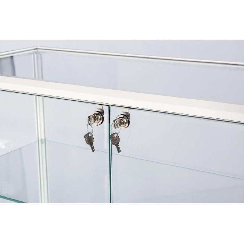 Vitrine cadre alu blanc 100x40x110cm - tablettes réglables - serrure incluse_1
