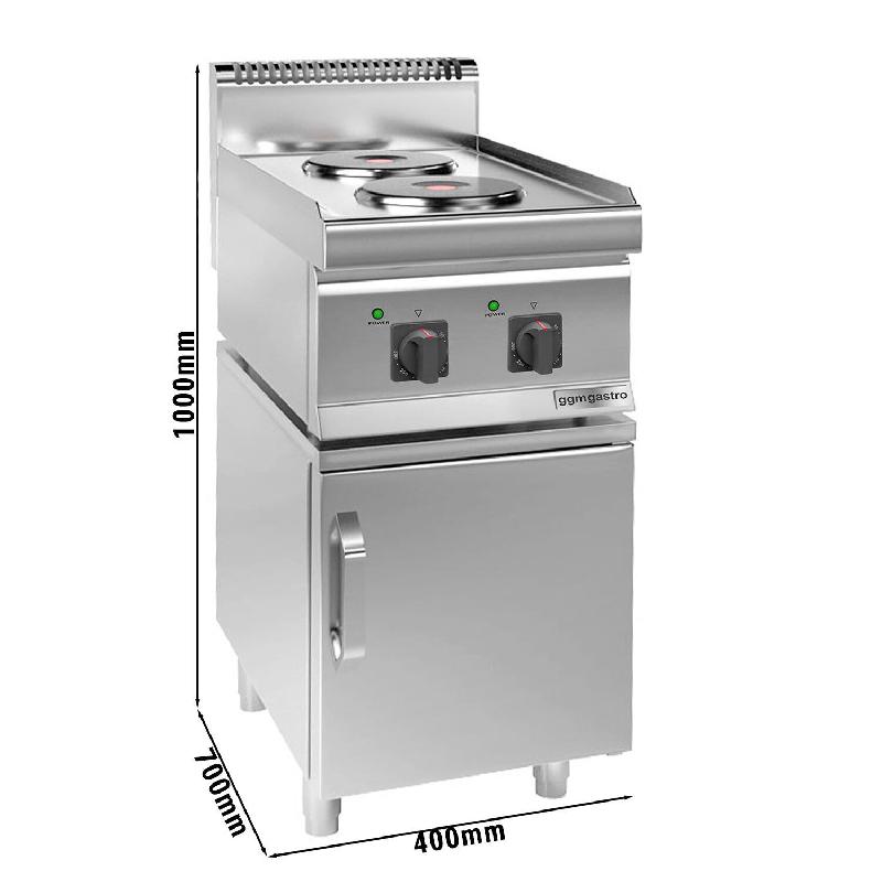 Cuisinière électrique - 4,6 kW - 2 plaques rondes - incl. Soubassement avec 1 porte  - Mario 700 | GGM -EHK400-E-UBK400-E_1