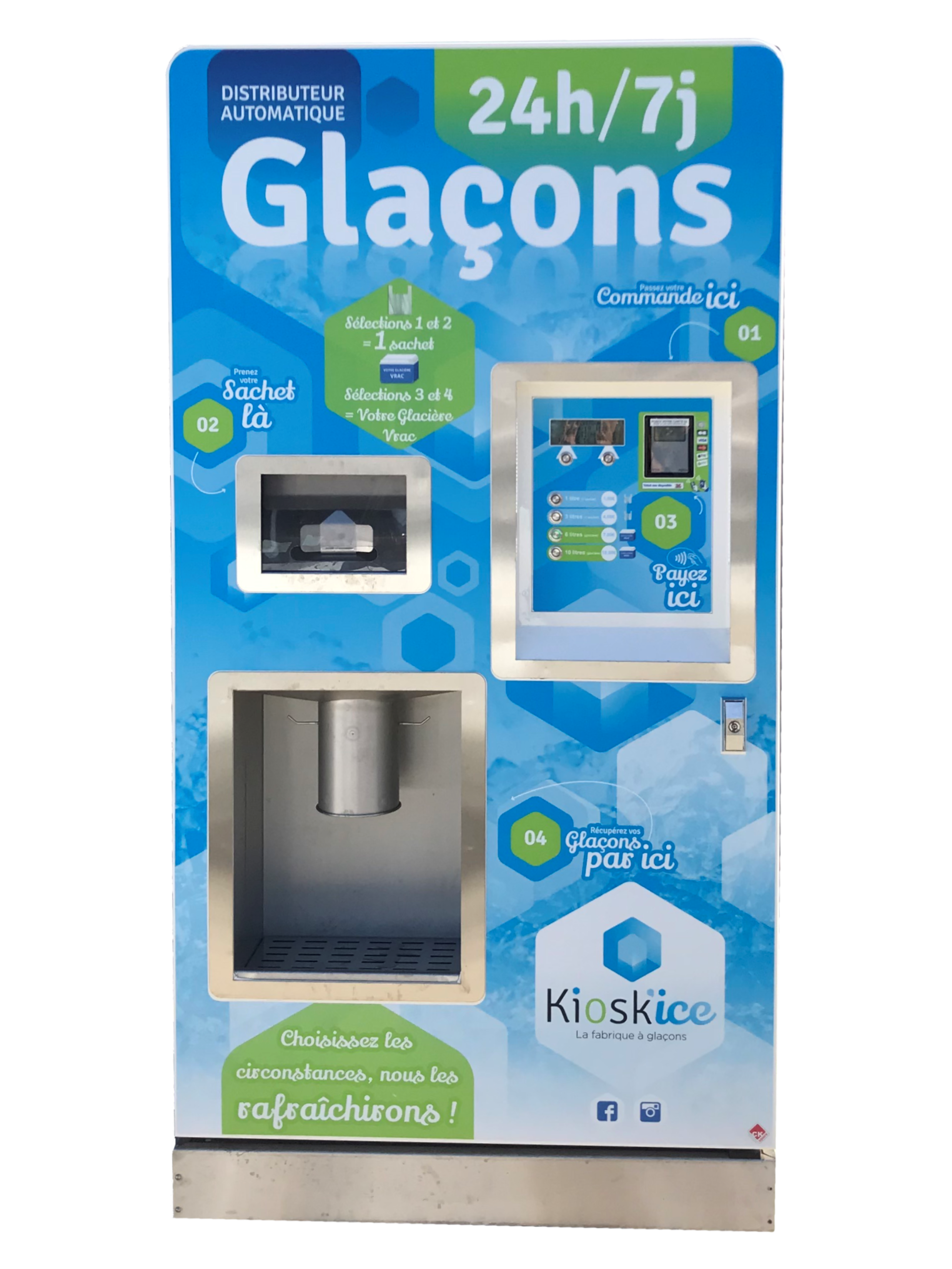 Machine innovante pour la vente de glaçons en cube avec monnayeur intégré