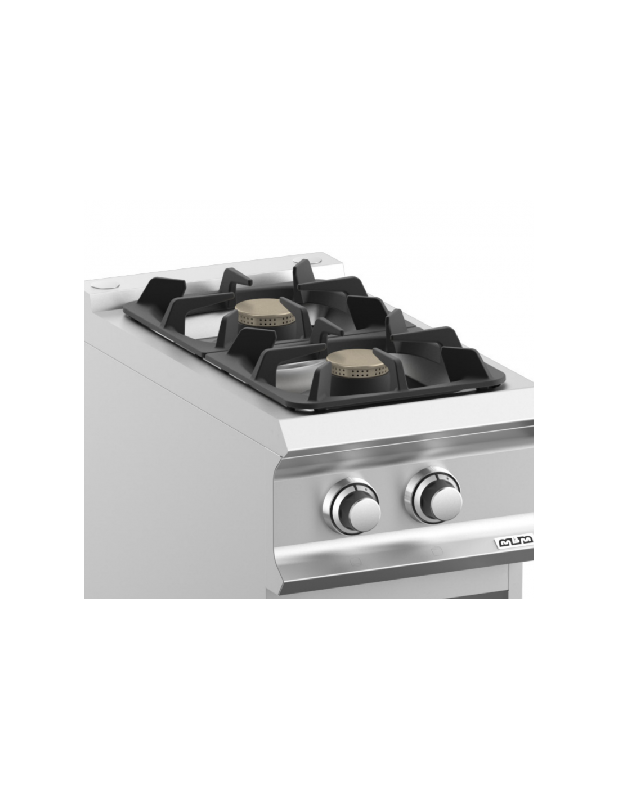 Fourneau 2 feux gaz sur placard ouvert - 5.5 Kw - Acier inoxydable, brûleurs en fonte - DOMINA PRO 700 - MBM_1