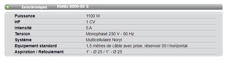 Kietis - surpresseur 6000-50 S - Pompes Guinard Loisirs - 1100 W - réservoir 50L - Plug & Pump_1