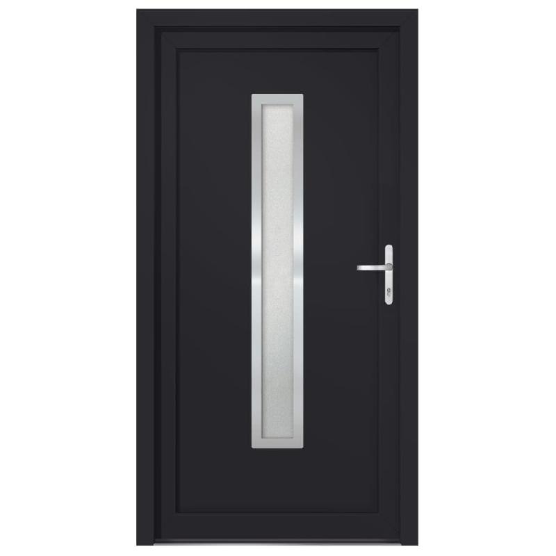 Vidaxl porte d'entrée anthracite 88x200 cm pvc 3187903_1