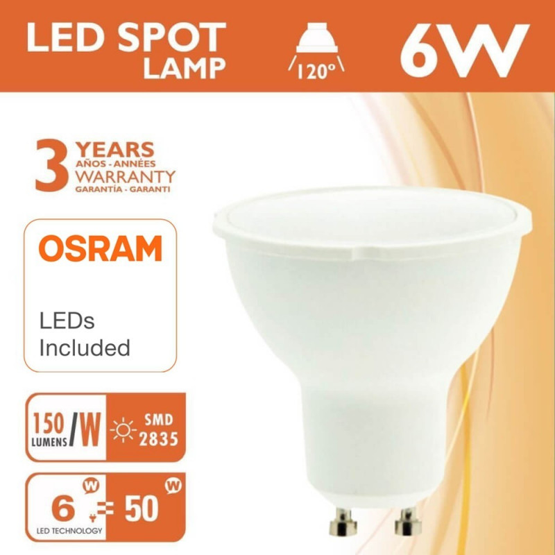 Ampoule GU10 6W LED Osram Chip - 120° - Réf GU7503C1 - Économie d'énergie et installation facile_1