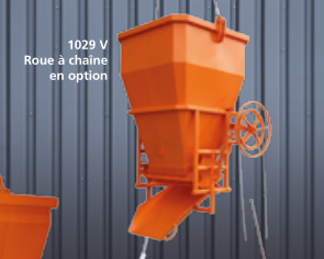 Benne à béton octogonale - goulotte latérale rabattable - levier ou volant - 1029(v) - avec chaînes soudées certifiées_1