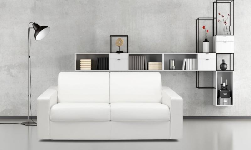 Canapé convertible express Midnight 140 cm - Matelas 16 cm mousse polyuréthane - Revêtement blanc_1