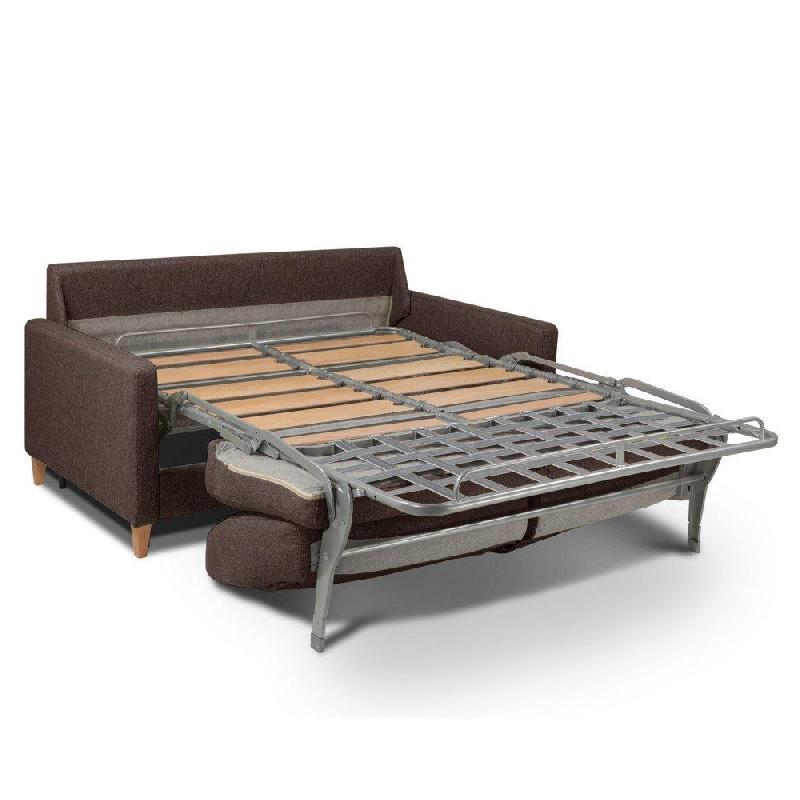 Canapé convertible OGGETTO - Matelas 16 cm - Système express - Sommier à lattes 160 cm - Revêtement microfibre marron - RENATONISI_1