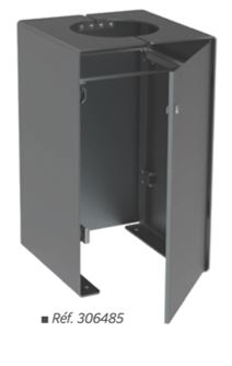 Corbeille publique grande capacité 120L - porte frontale, modularité - KUB acier ou bois_1