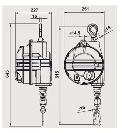 Équilibreur enrouleur 9520-9525 - câble inox - capacité 12 à 70 kg - course 2700 mm_1