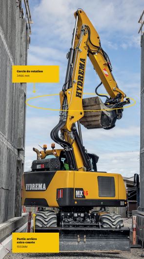 Pelleteuse mobile, compacte avec flèche à double déport parfaite pour travaux urbains, sur routes - Hydrema - MX 14G_1