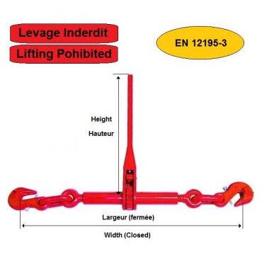 Tendeur d'arrimage - express - à cliquet pour chaîne 8 mm - norme EN 12195-3, 4000 kg CMU_1