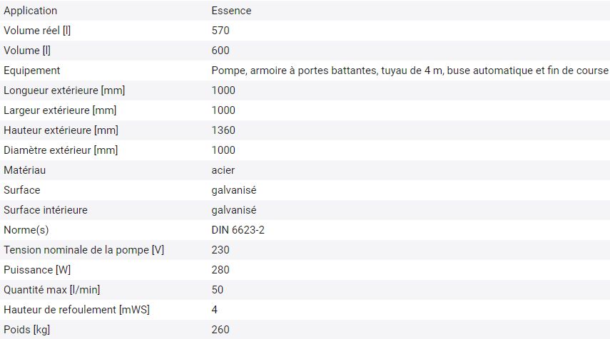 254561w - Cuve stationnaire pour carburant KA 600 - double paroi en acier, galvanisée et équipée d'une pompe 50l/min_1