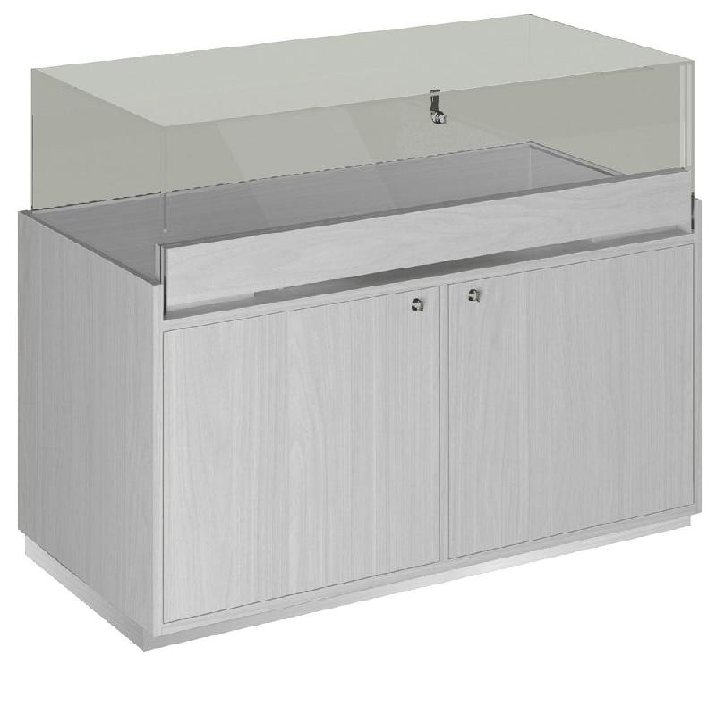 Comptoir T01 vitrine 4 Faces et MDF naturel+noyer clair - 120x60x93cm_1